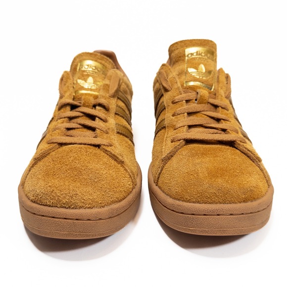 Adidas Campus Sneakers Mens 10.5 Amber Yellow Suede Low Top 3 Stripes Shoes - Picture 3 of 13